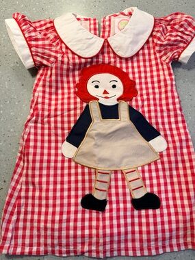 The posh pickle company 24 mths Girls' Red Check Rag Doll Appliqué Dress
